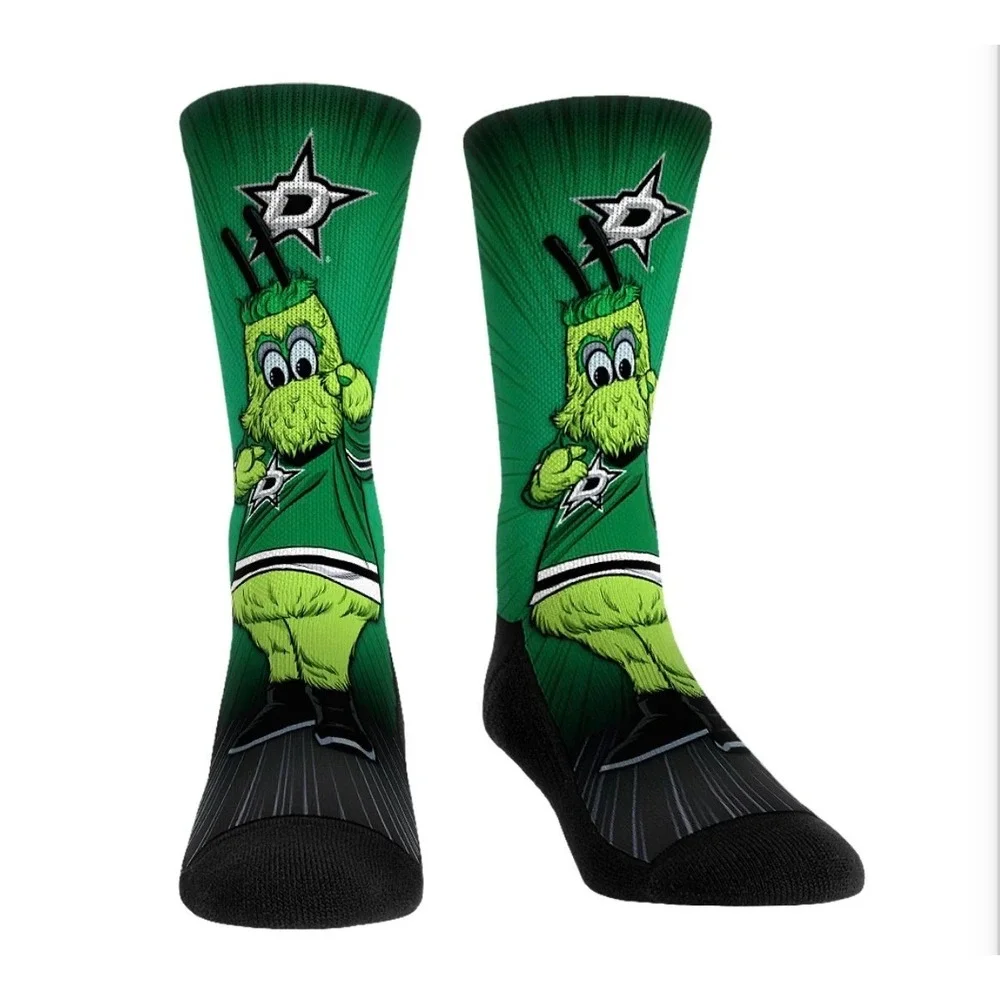 Rock Em NHL Dallas Stars Victor E Green Mascot Pump Up Crew Socks L/XL NEW